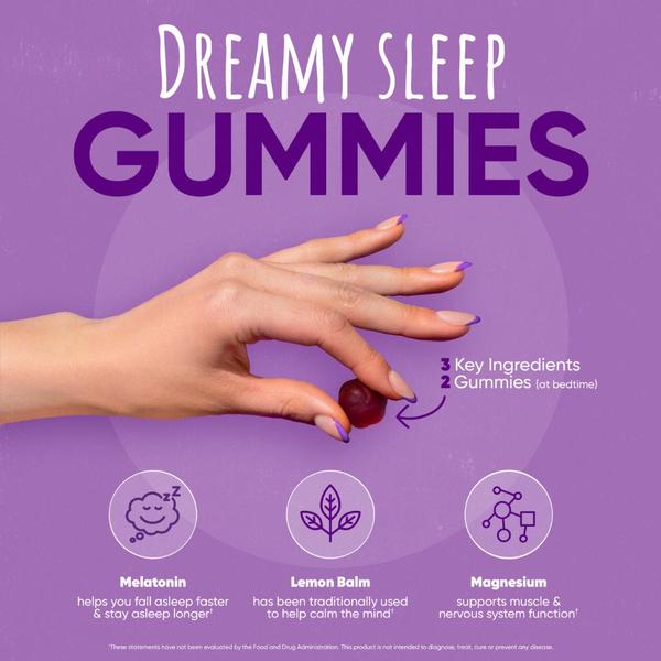 A clean, minimalist 1:1 square graphic that isolates the product gummy and highlights its three key ingredients for immediate clarity.